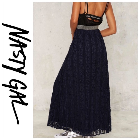Nasty Gal Dresses & Skirts - 💕SALE💕 Nasty Gal Blue Lace Pleated Maxi Skirt